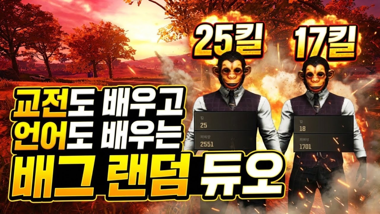 교전도 배우고 언어도 배우는 배그 랜덤 듀오