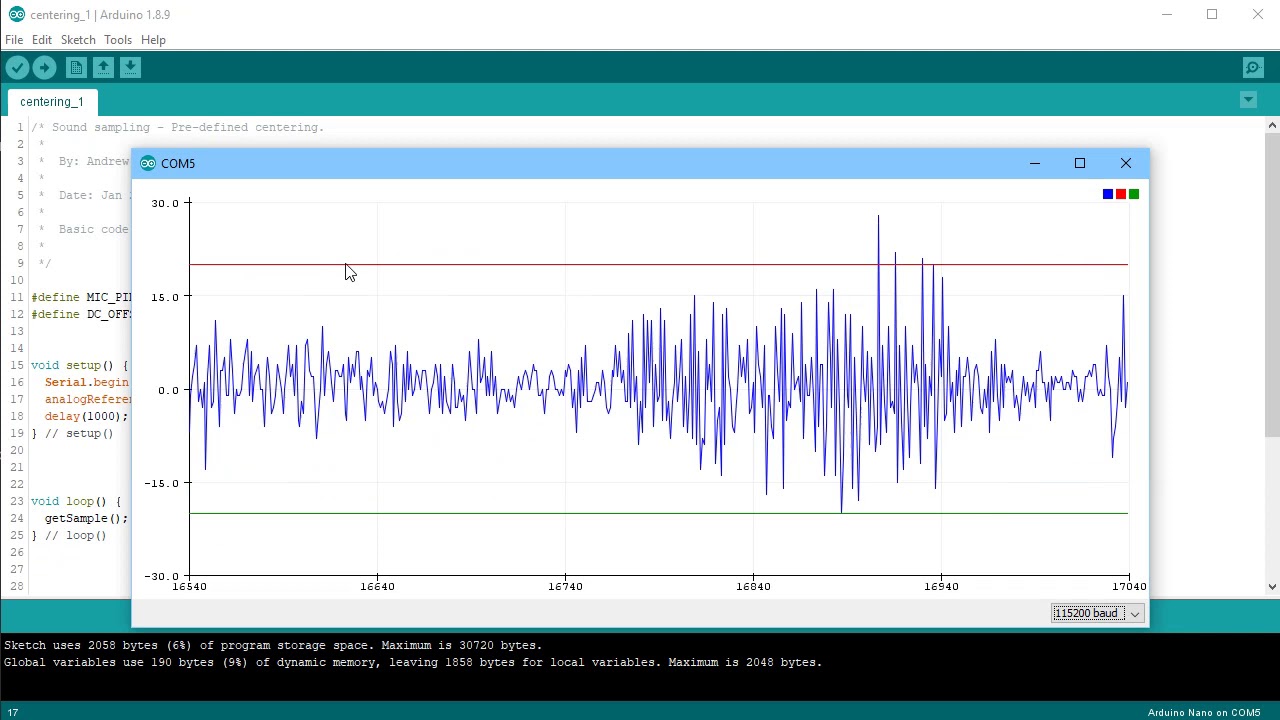 Aduino sound sampling for reactive displays