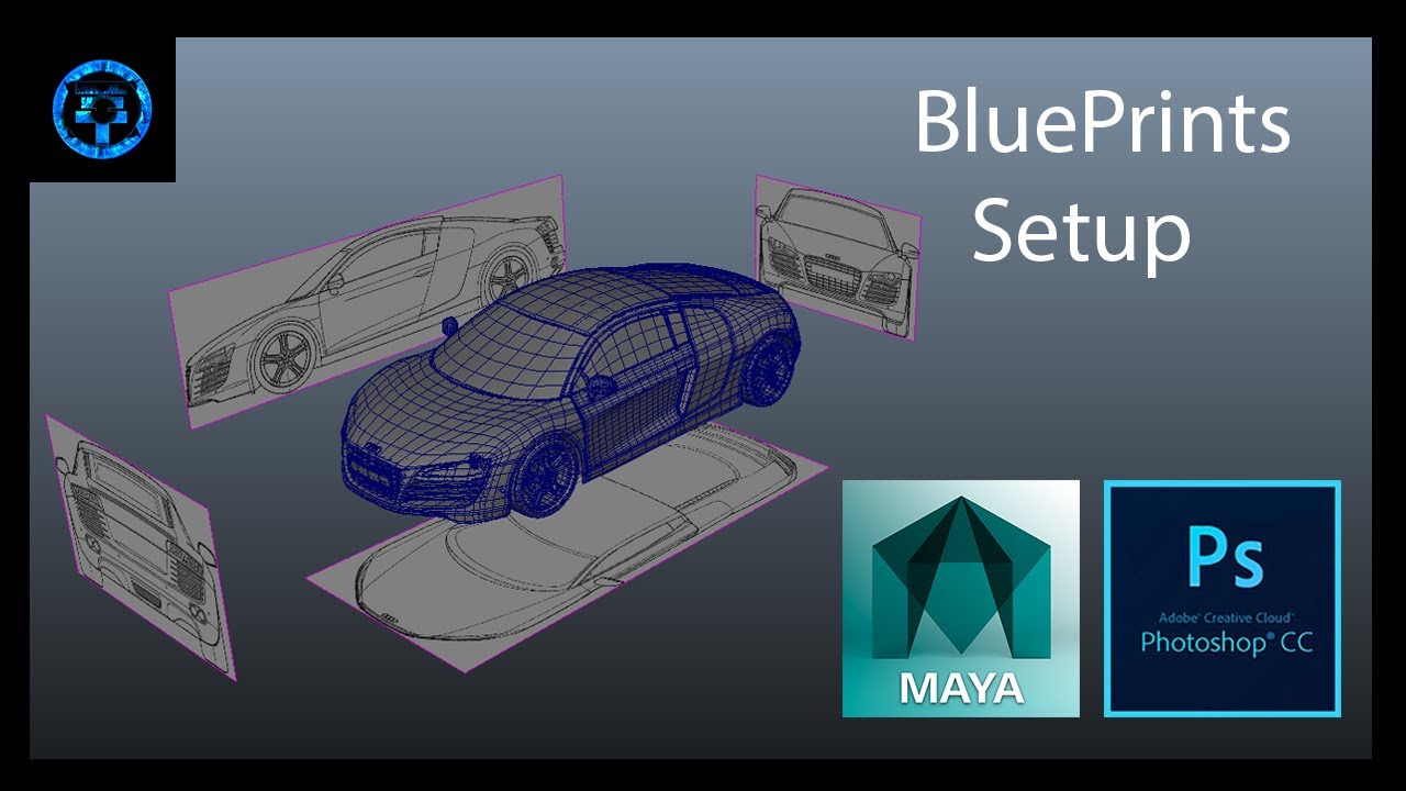 Car Blueprints Setup - Photoshop CC and Maya 2014