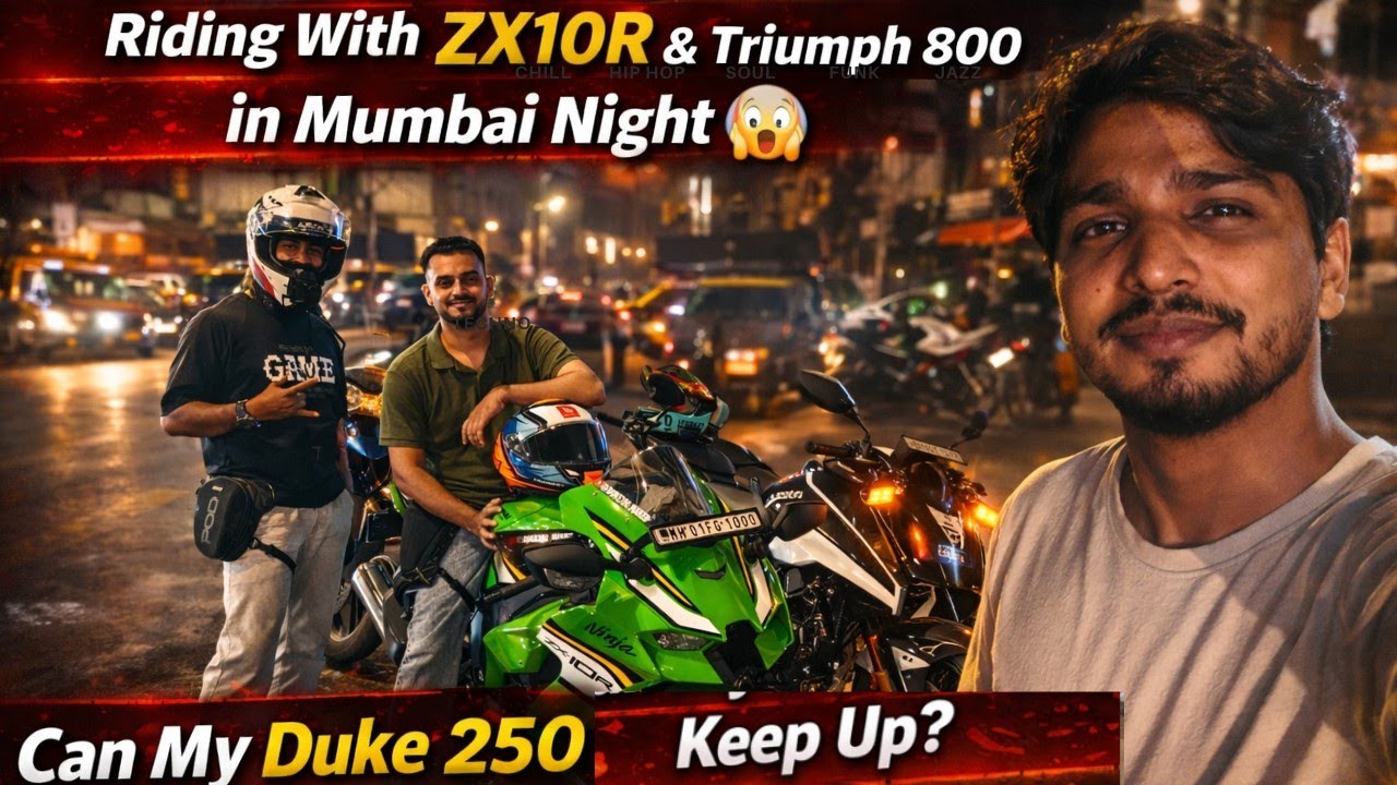 Riding With ZX10R & Triumph 800 in Mumbai Night 😱 Can My Duke 250 Keep Up?