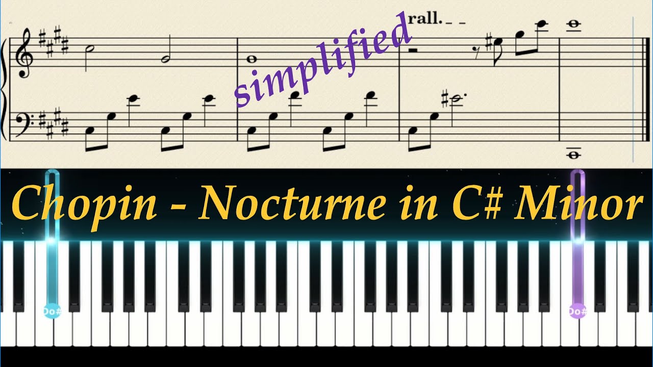 Chopin - Nocturne in C Sharp Minor - Simplified Version - with Sheet Music