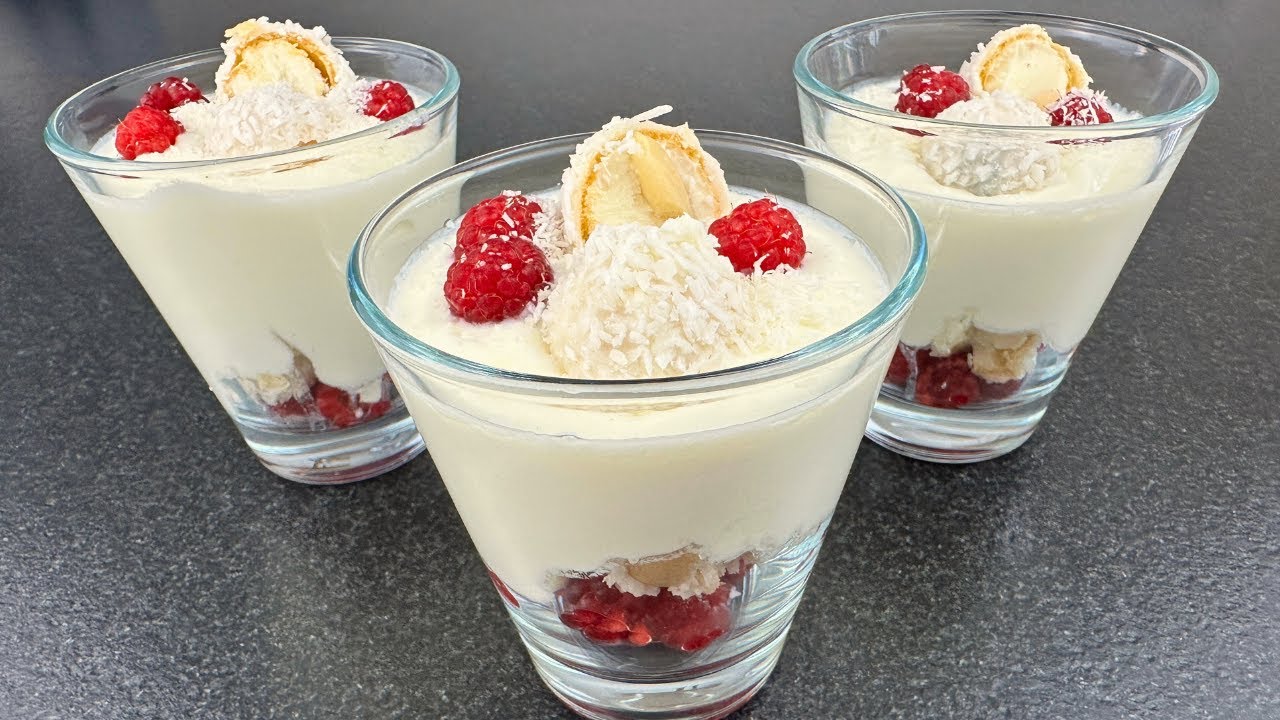 K&ouml;stliches Himbeer-Raffaello-Dessert 🍰✨