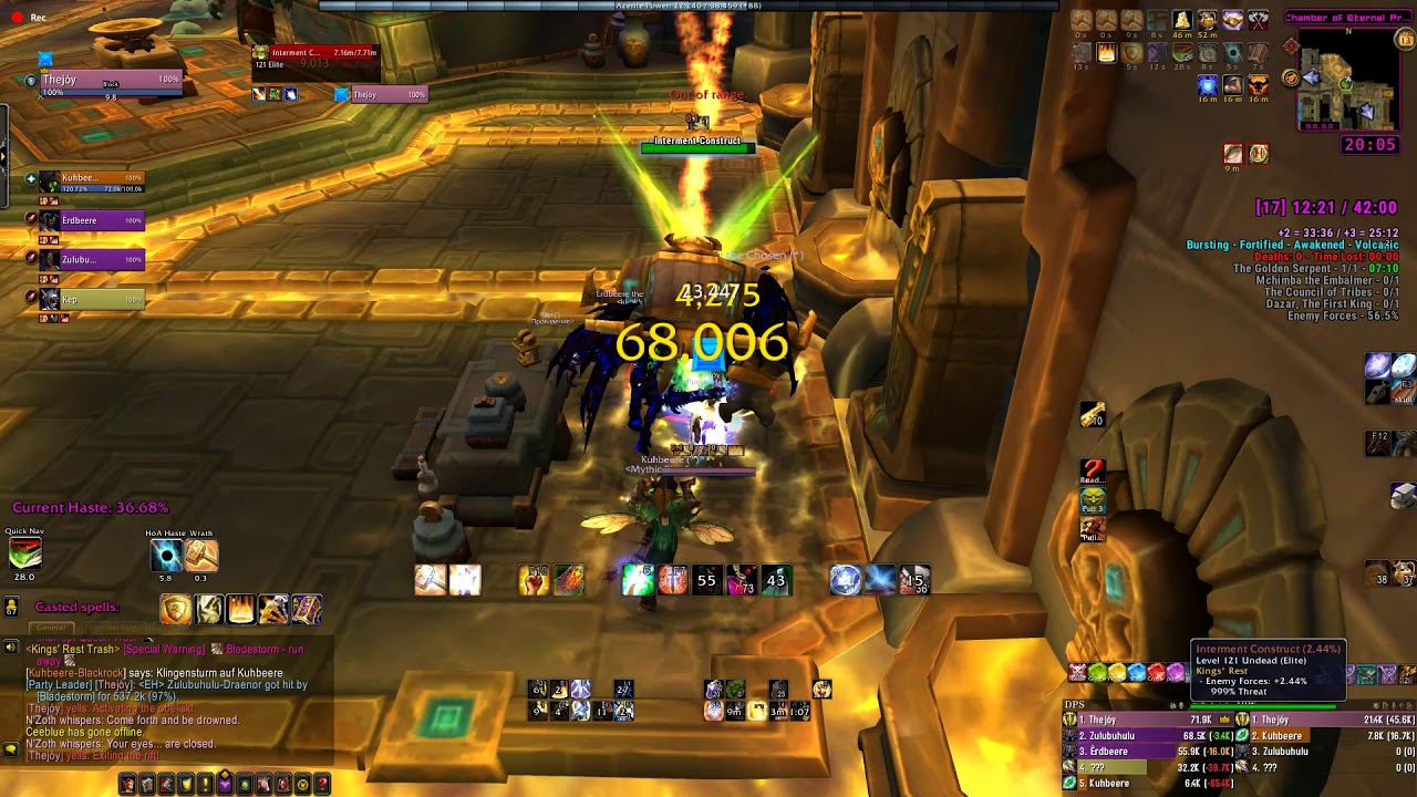 Kings' Rest Mythic +17 score +2 FORTIFIED BURSTING VOLCANIC AWAKENED prot paladin
