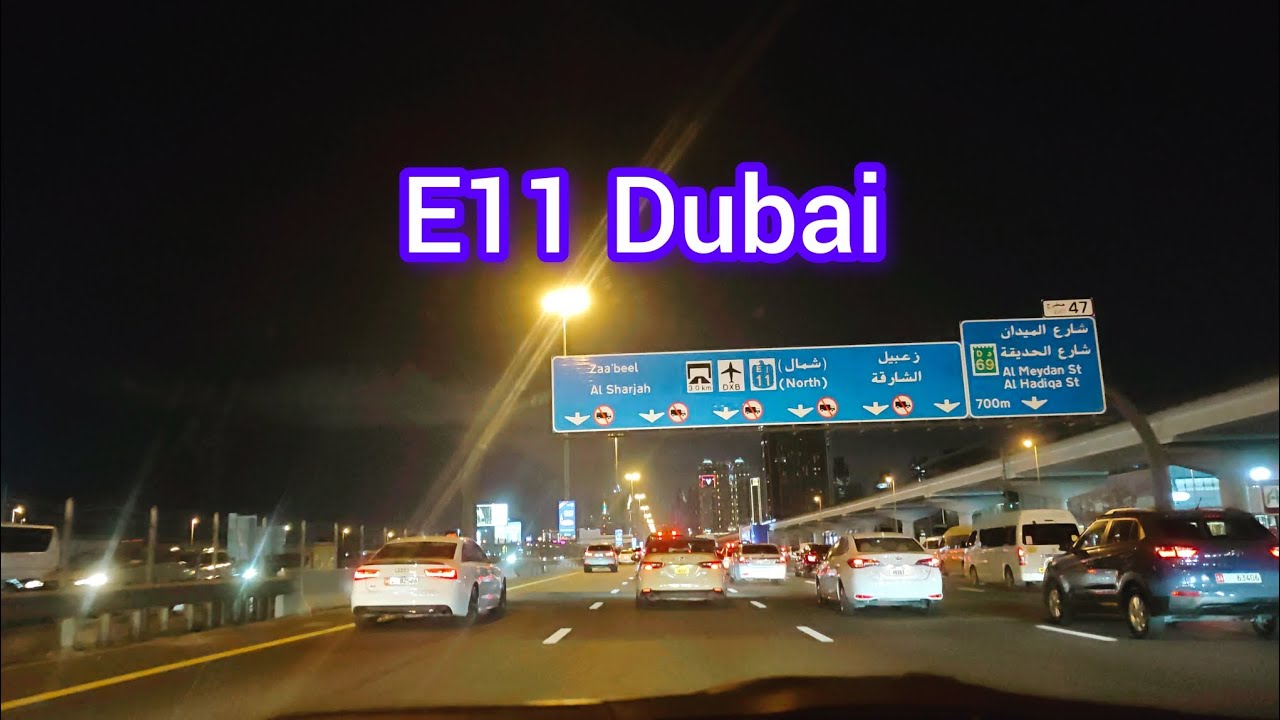 E11 Highway Tour Dubai towards Sharjah night Driving in UAE Dubai Drive. Highway Drive