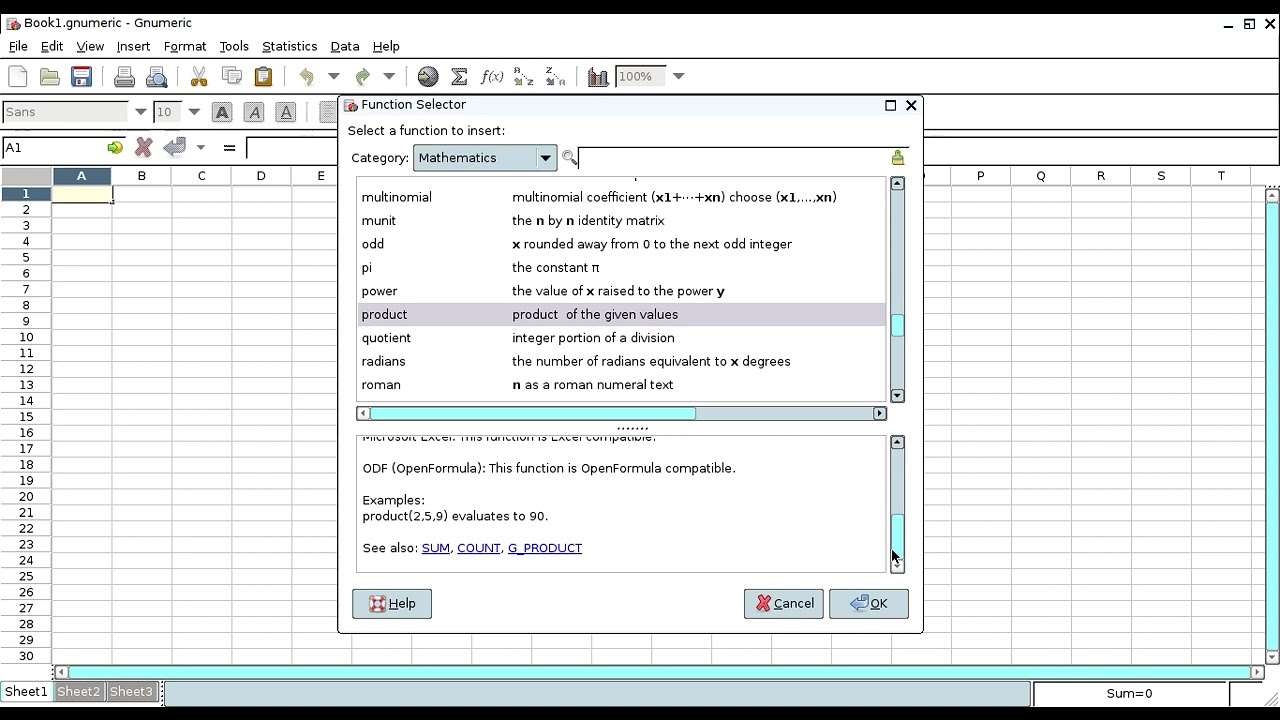 Gnumeric: spreadsheet functions & categories #spreadsheet #gnumeric #spreadsheetsoftware #excel