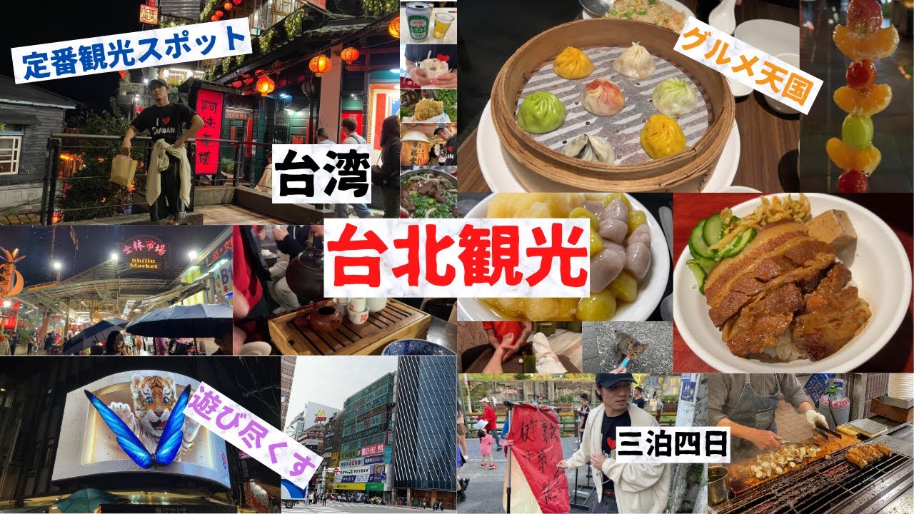 【初の海外？！！台北の魅力がたっぷり詰まった台湾旅行】3泊4日で台湾の台北で有名な定番スポット、グルメを観光しながらご紹介。（九份・十分）（小籠包）（夜市）（牛肉麺）（猫村）（西門）（温泉）（魯肉飯）