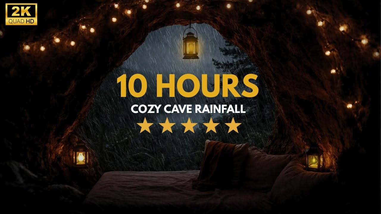 Cozy Cave Heavy Rain Sounds Deep Sleep