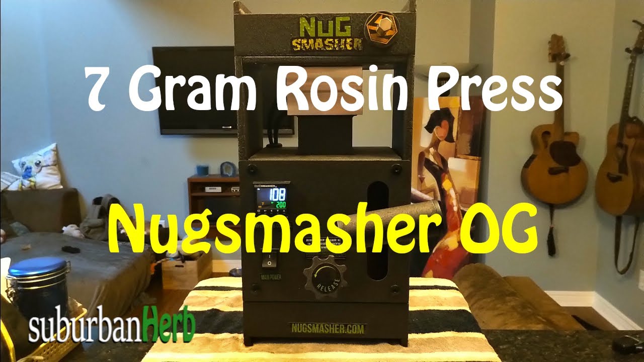 Rosin press of 7 grams of White Widow with the Nugsmasher OG