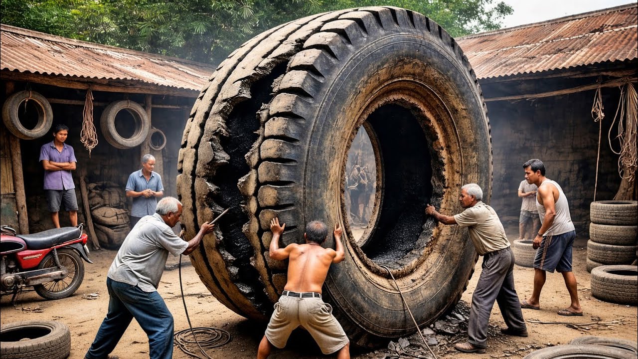 Old Tractor Tyres Recycling Into Bike Brake Drum Rubber