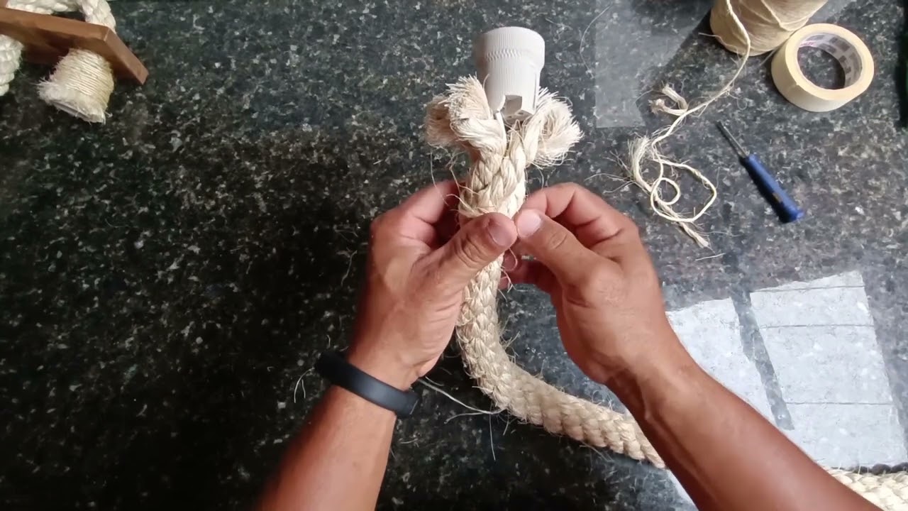 fazendo uma luminária de corda sisal