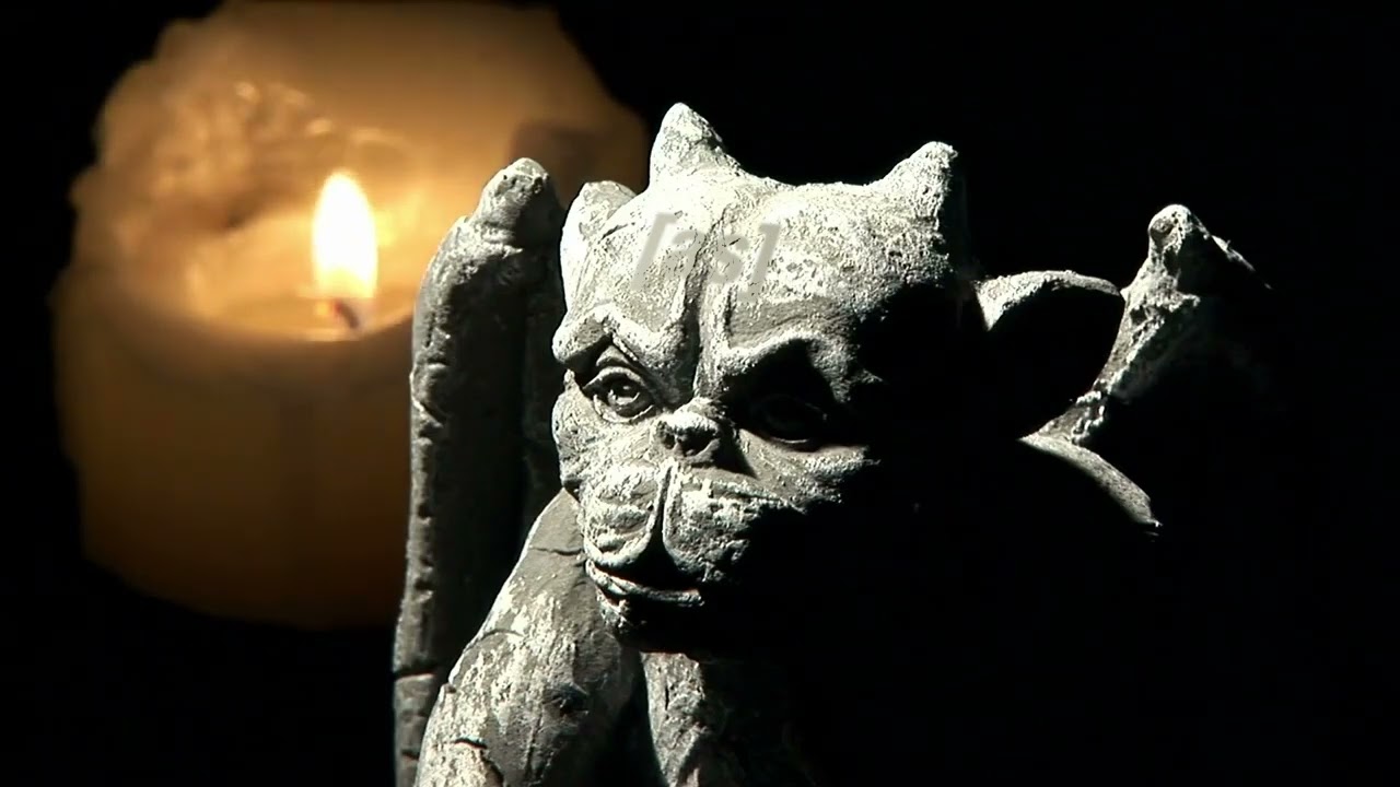 Adult Swim Bump: Halloween Gargoyle with a Candle in the Background (FANMADE)
