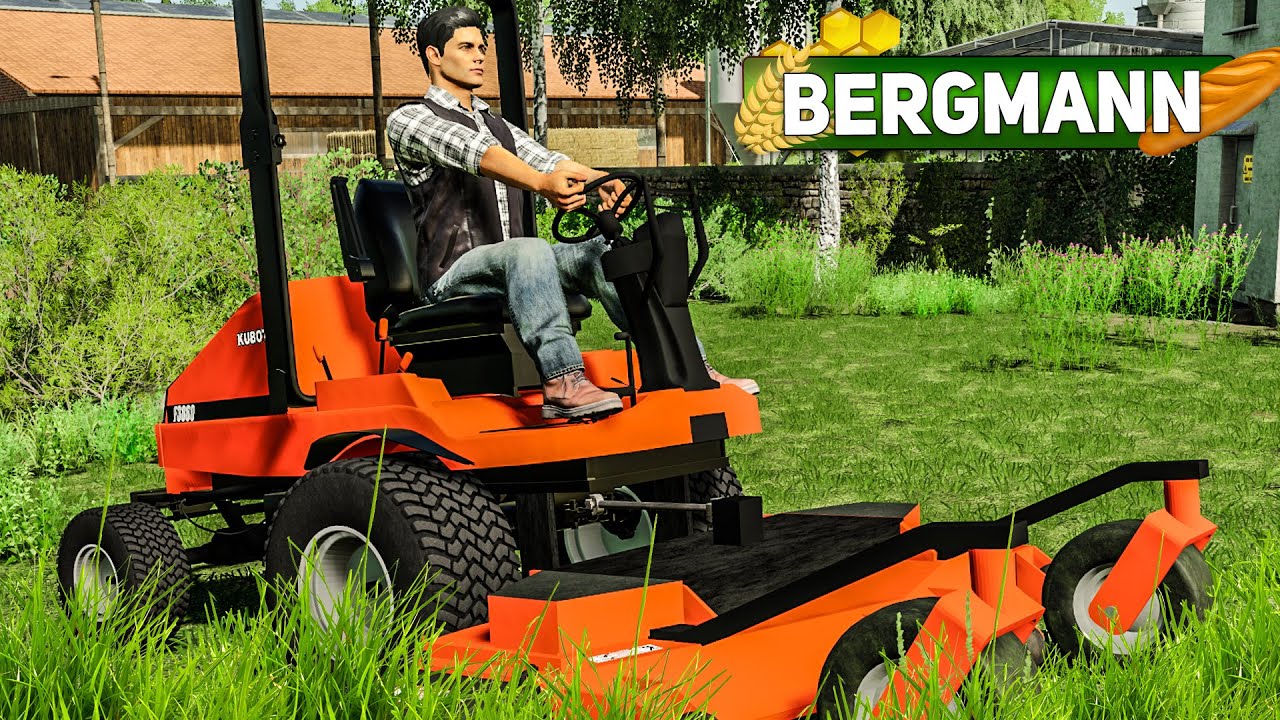 LS19 HOF BERGMANN #64: Kubota RASENMÄHER im Einsatz: Hof wird schön | LANDWIRTSCHAFTS SIMULATOR 19