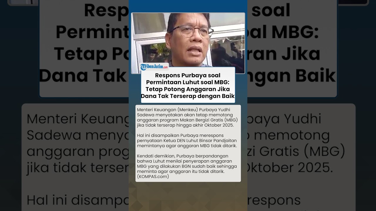Respons Purbaya soal Permintaan Luhut: Dana MBG Tetap Dipotong Jika Tak Terserap Hingga Oktober