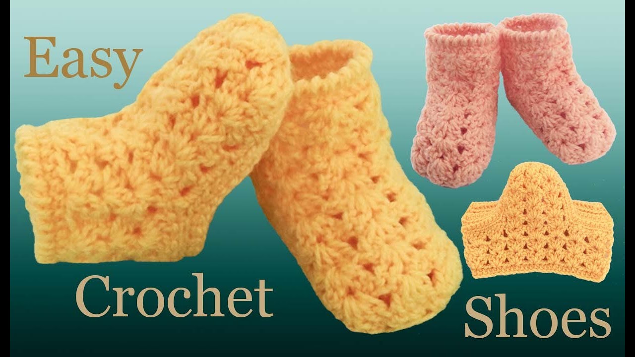 Zapatos a Crochet para bebe tejido en punto abanicos