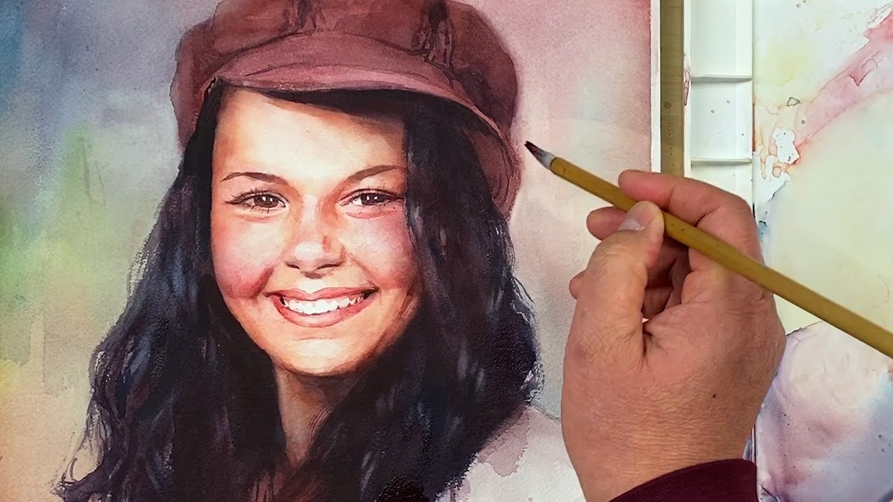 Watercolor of a Smiling Girl - Portrait Painting Step by Step