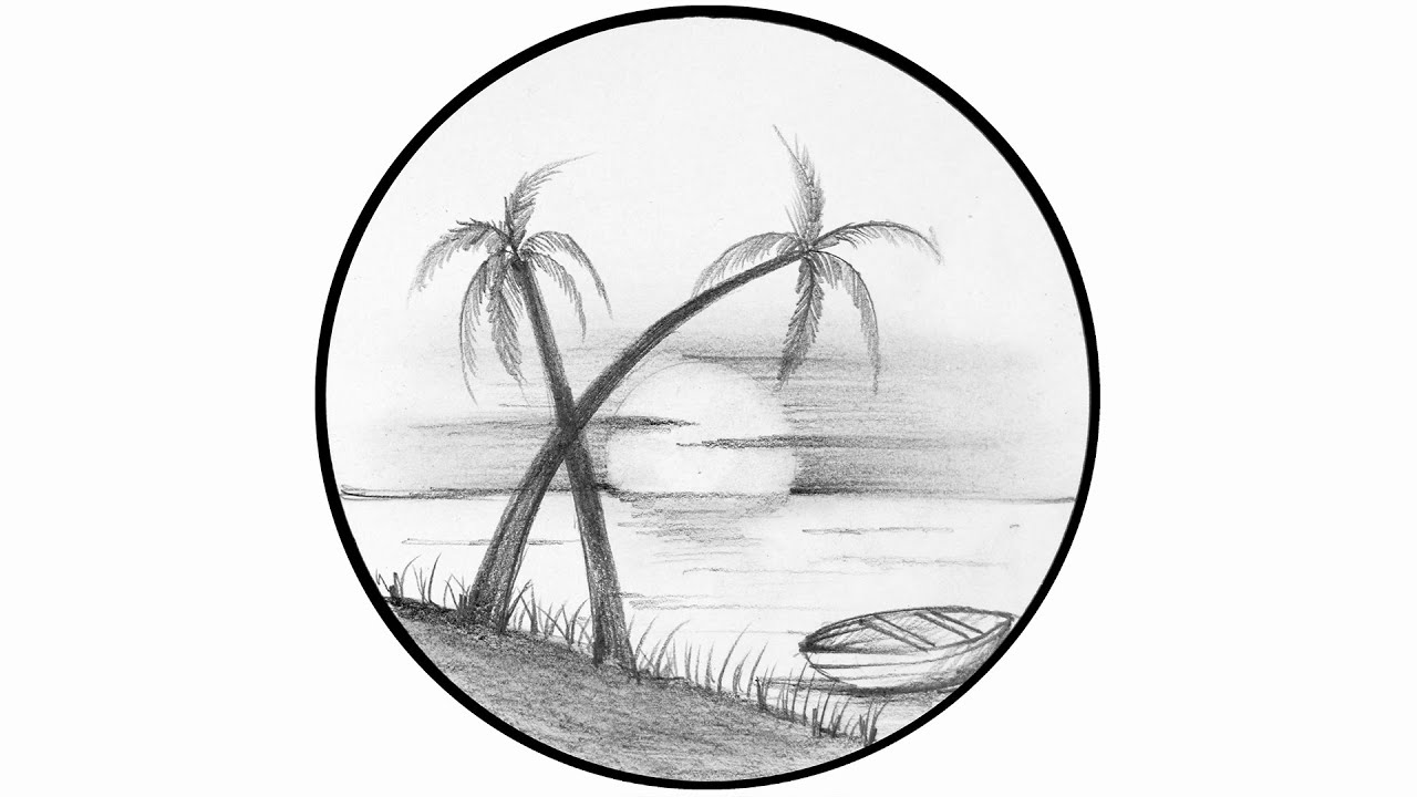 boat near coconut trees on a serene beach, capturing a tranquil coastal scene