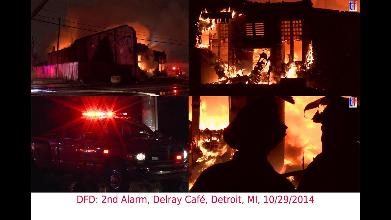 Detroit Fire Department, 2nd Alarm, W Jefferson Ave & Cary St, Delray Café, 10/29/2014.