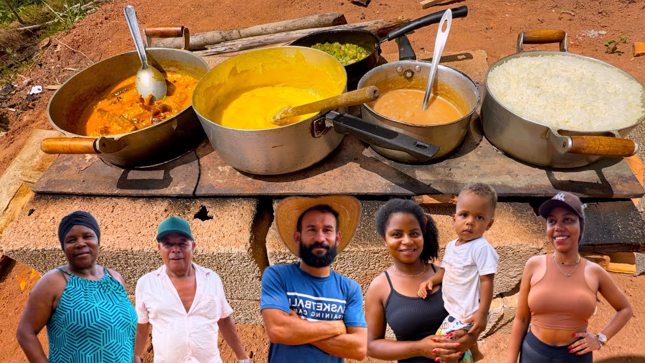 ALMOÇO:FRANGO COM QUIABO DE MÃE O MELHOR ,AO AR LIVRE