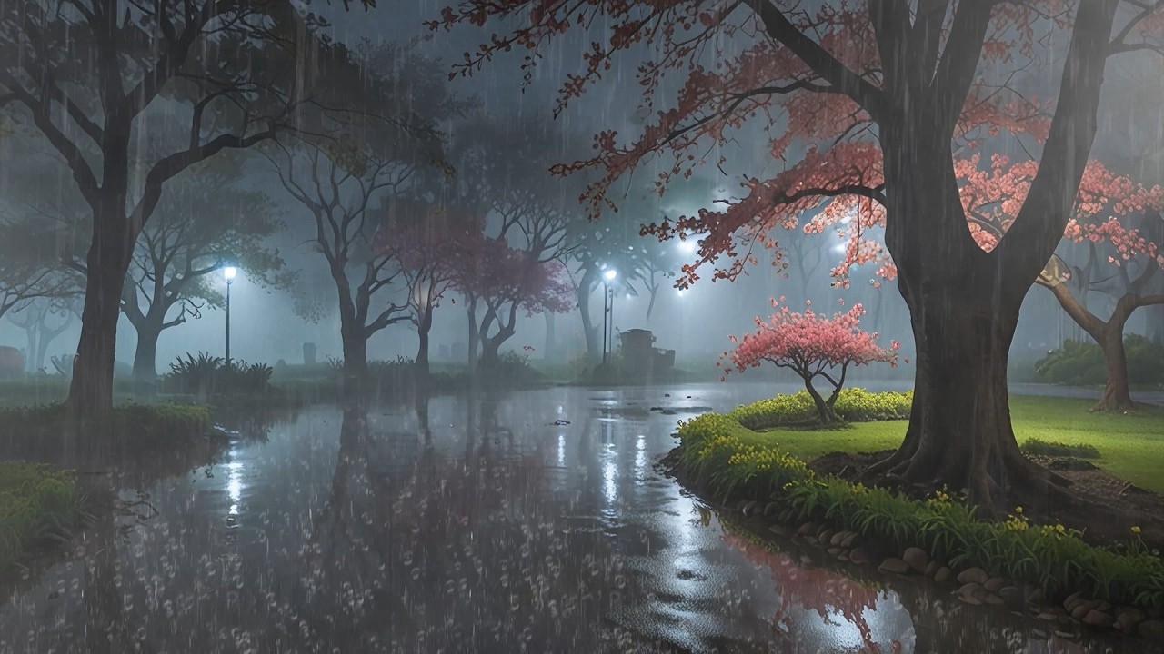 Gentle Rain Sounds with Soft Riverside Night Ambience for Deep Relaxation, Focus and Mental Peace