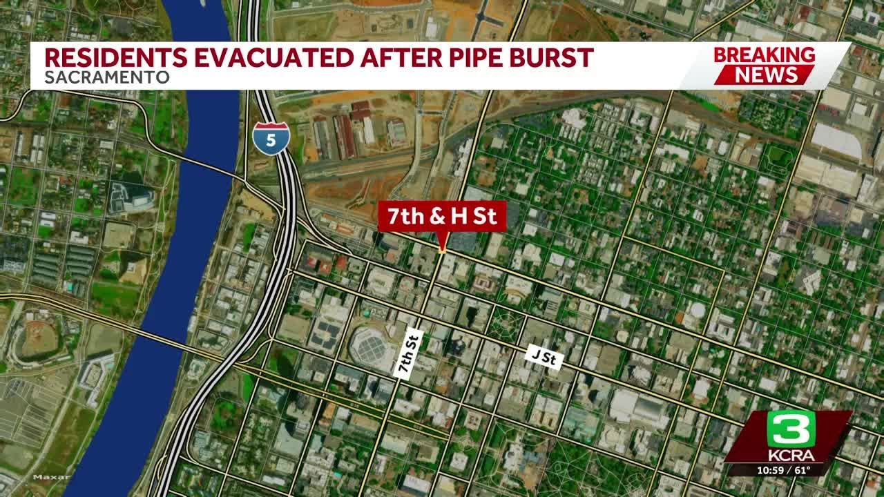 Apartments evacuated after a pipe bursts in downtown Sacramento
