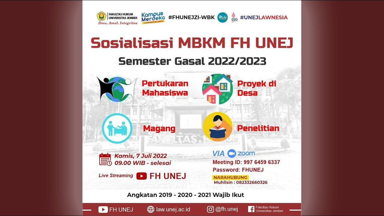 Sosialisasi Merdeka Belajar Kampus Merdeka (MBKM) | FH UNEJ