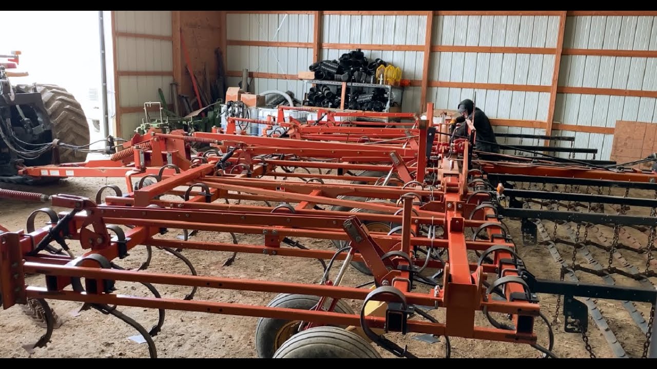 Spring preparations on the farm. Field cultivator maintenance.