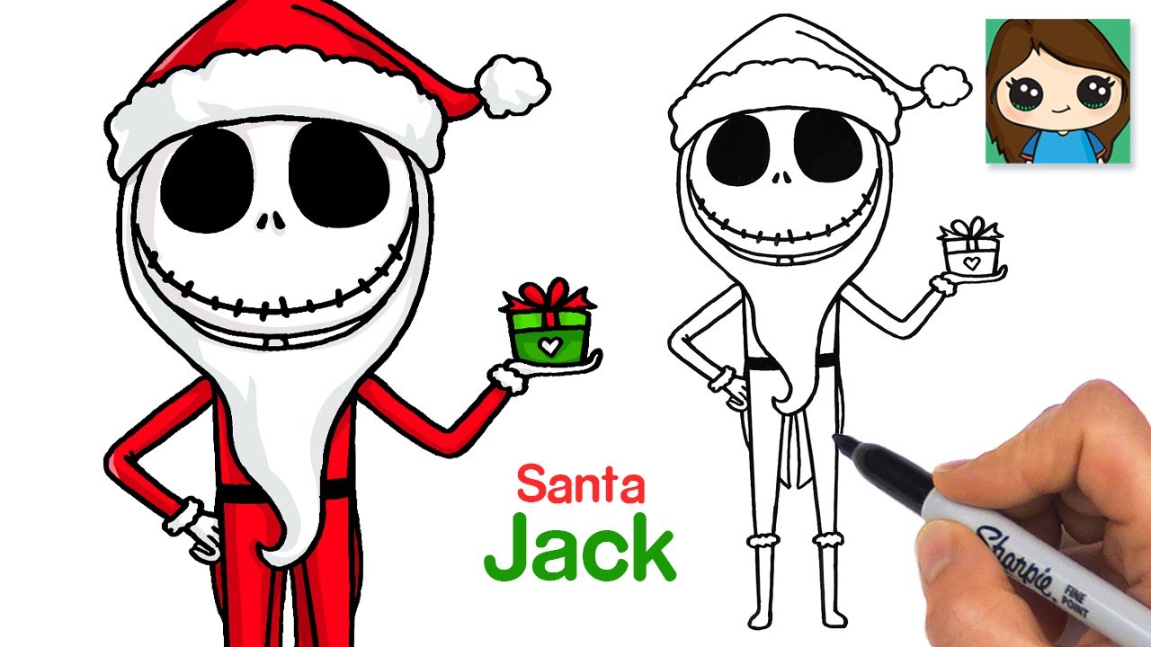 How to Draw Santa Jack Skellington | The Nightmare Before Christmas