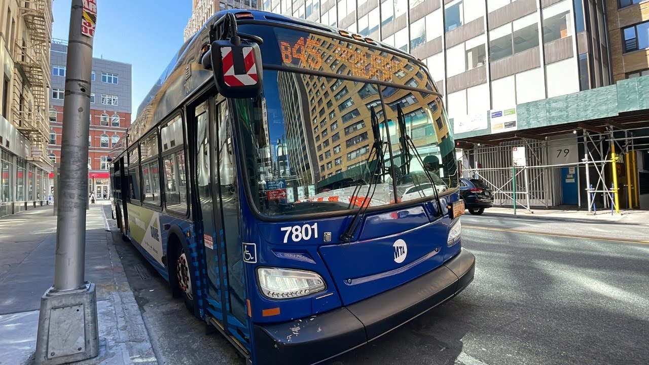 MTA B45 bus #7801 full ride from Downtown Brooklyn to Barclays Center.