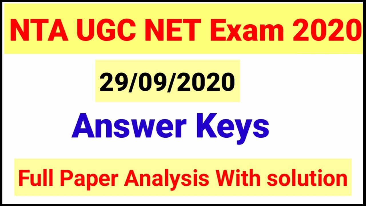 NTA UGC NET Paper Analysis held on 29/9/2020| NTA UGC NET Answer keys| NTA UGC NET Exam Solution|NET