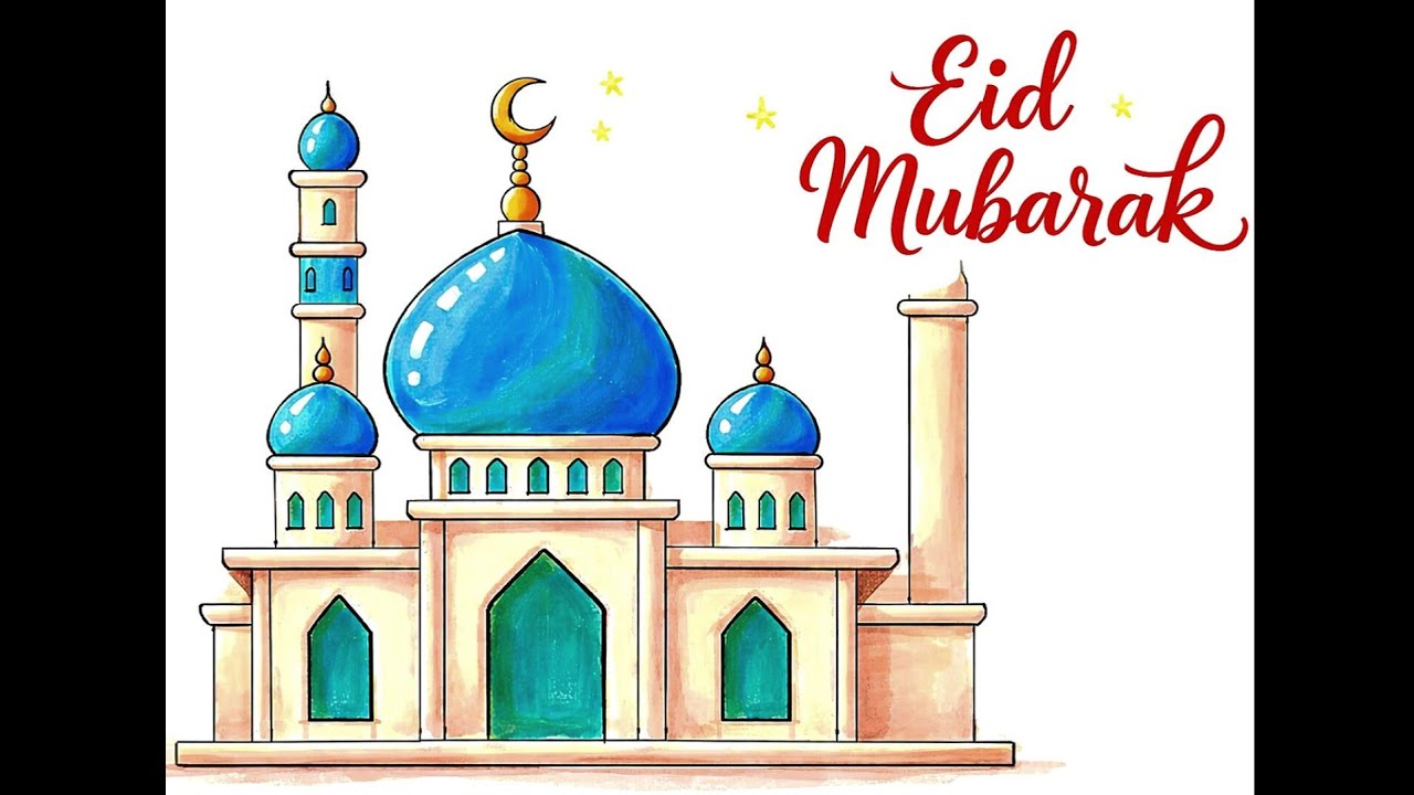 How to draw Mosque | Learn how to draw Mosque easily | Ramadan drawing ideas | mashjid drawing |