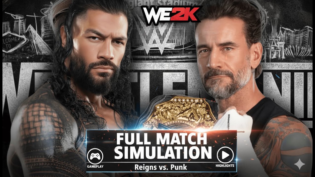 Roman Reigns VS CM Punk  !! World HeavyWeight Championship !!! Wrestlemania vegas 42 !!  WWE 2K26 !!