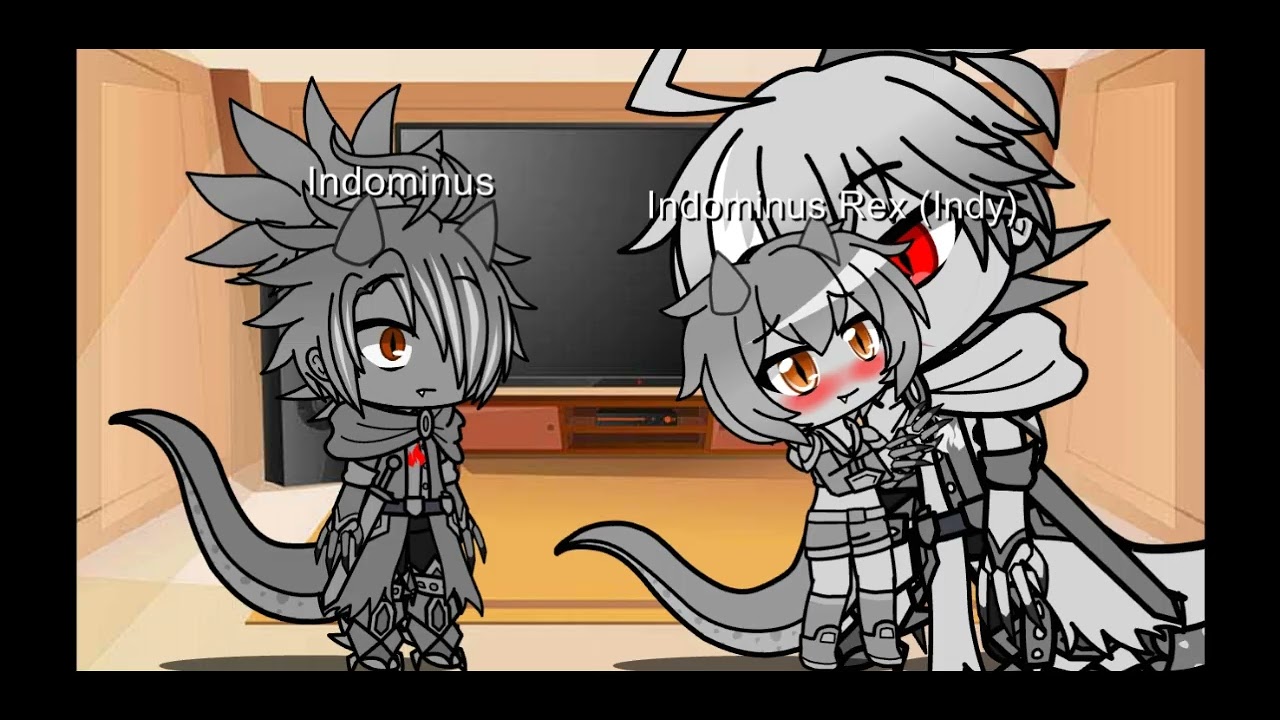 Reaccion de los 3 dinos blancos - (Dinosaurs cartoons battles: Indominus vs Rudy) Gacha Club Edition