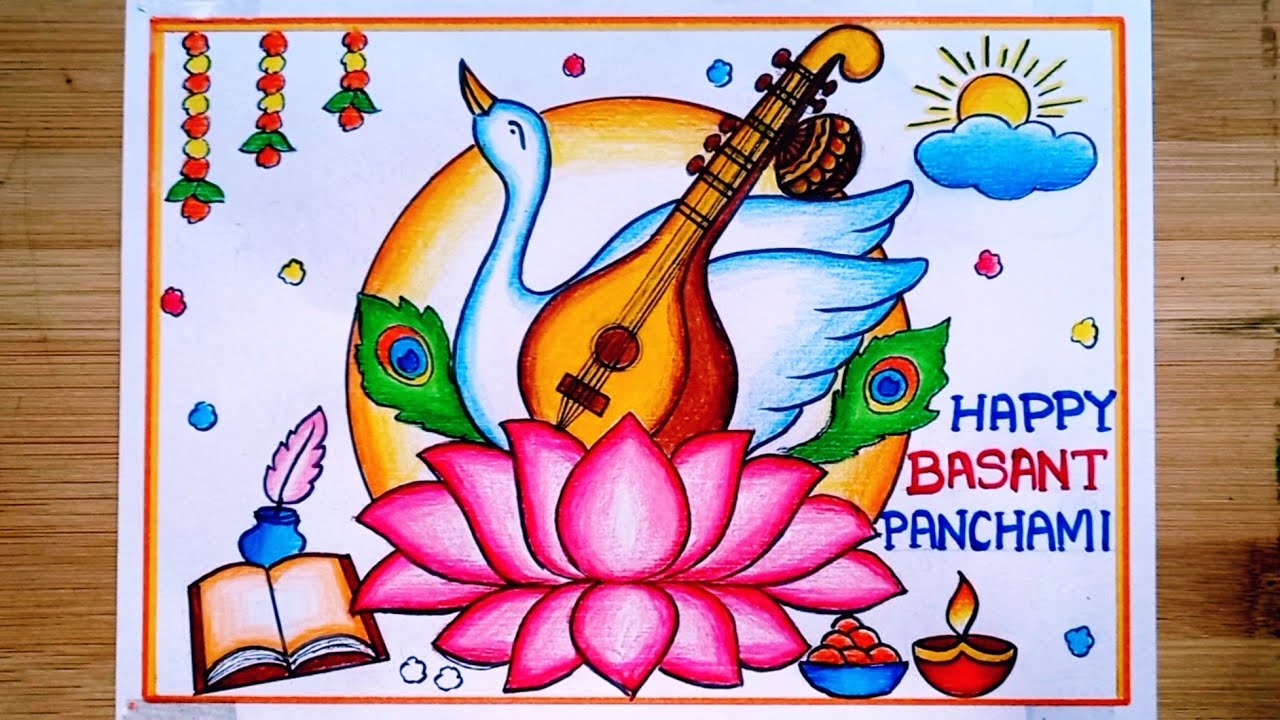Basant Panchami Drawing/Happy Basant Panchami Drawing/How To Draw Basant Panchami Festival Drawing