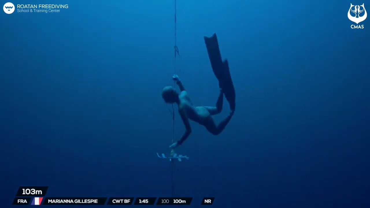 SILVER MEDAL CMAS Freediving World Championship - Marianna Gillespie 100m bi-fns
