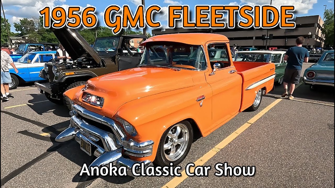 1956 GMC Fleetside Pickup at Anoka Classic Car Show - hot rod - classic truck