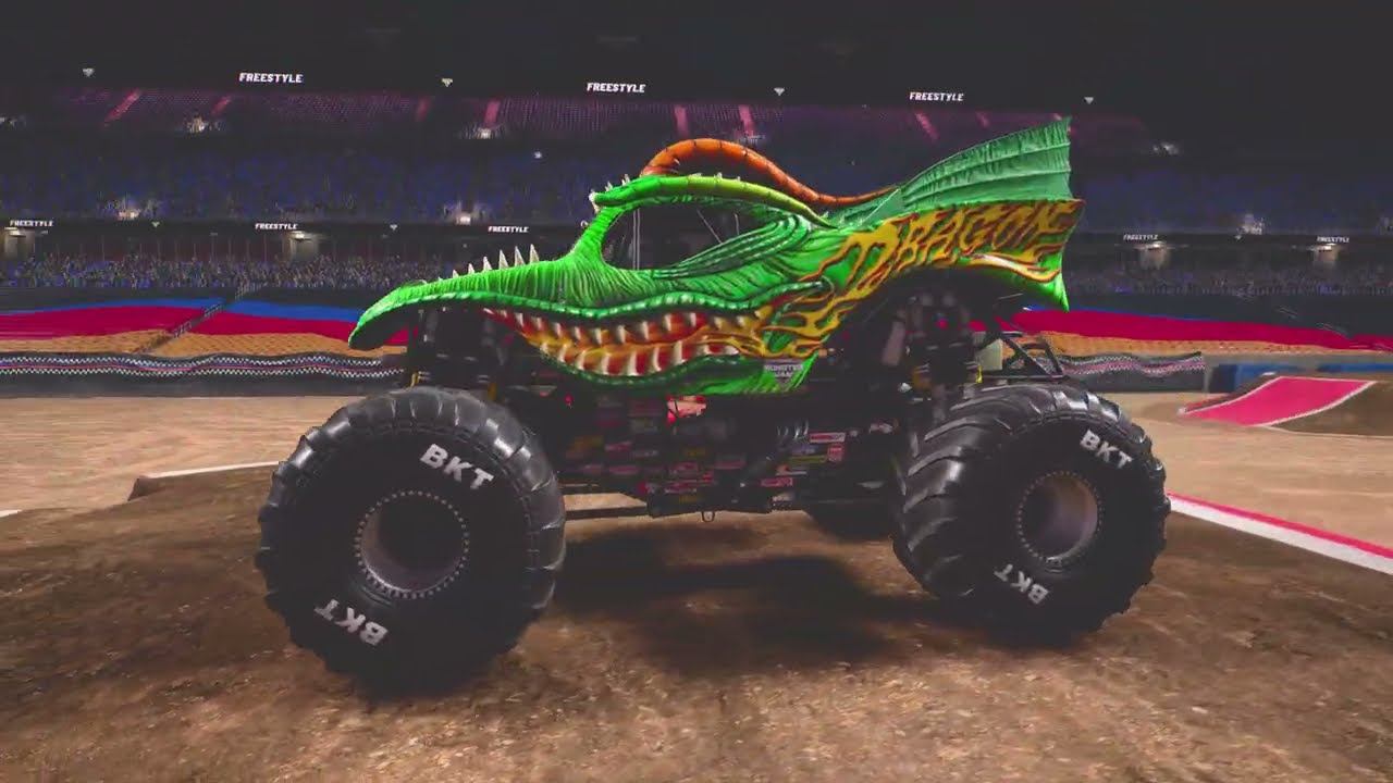Monster Jam Showdown Dinosaurs and Dragons 4K PS5 freestyles!