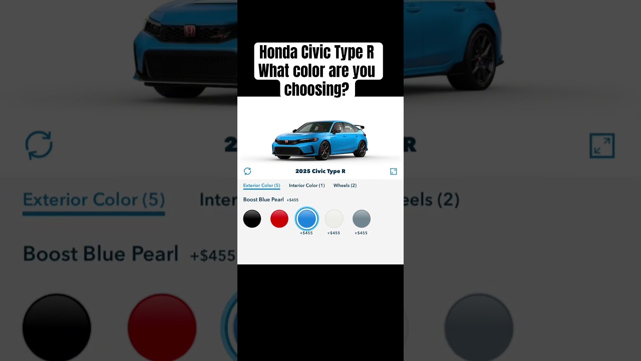 What color are you choosing for the Honda Civic Type R? #fyp #cars #honda #2025