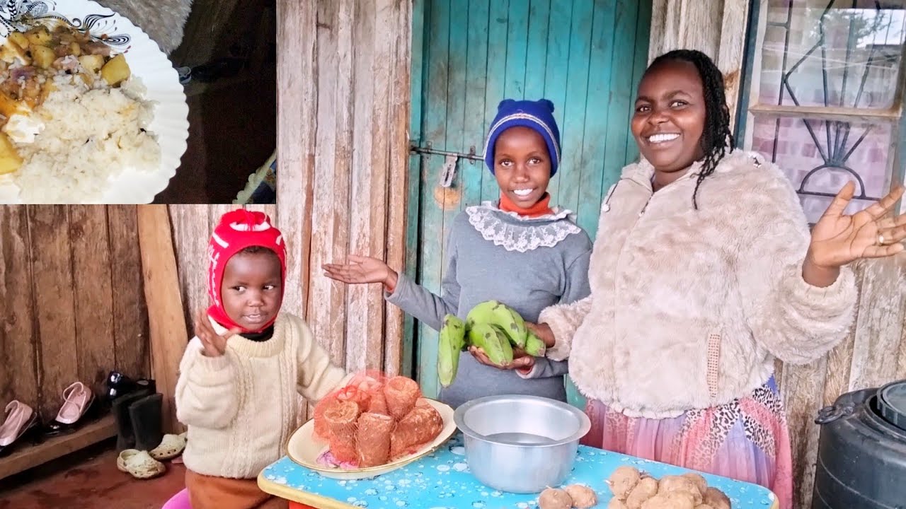 Rainy Evening Cooking at Our Homestead | Arrowroot, Bananas🍌 & Potato 🥔Stew with Rice‼️