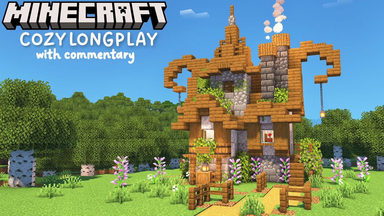 Relaxing Minecraft Longplay With Commentary - Building a Whimsical Fantasy Cottage