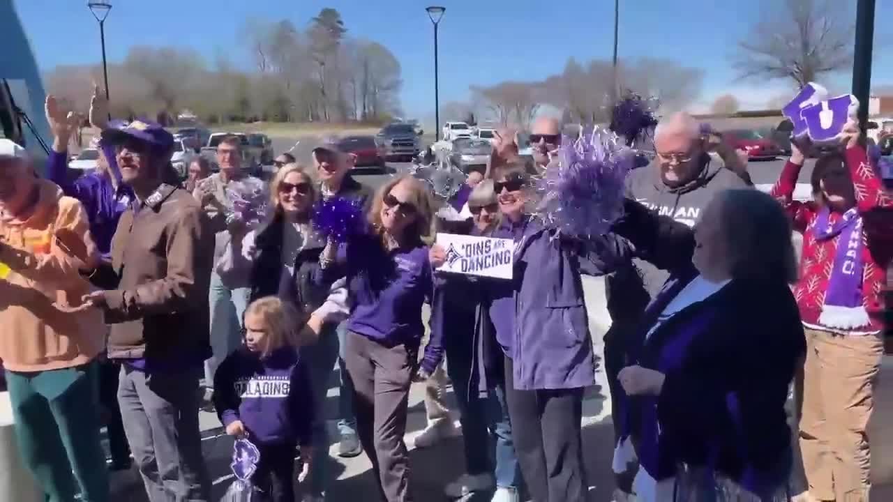 WATCH: Furman Paladins depart for NCAA Tournament first-round game