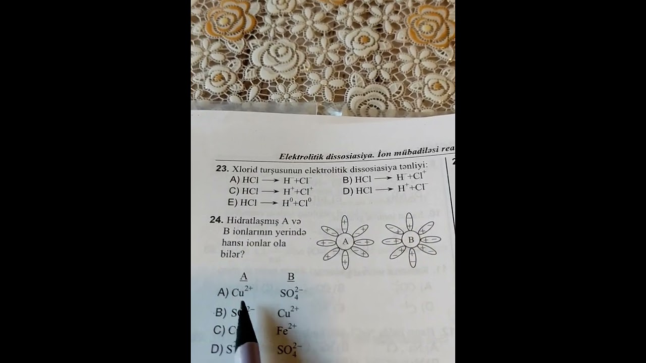 (Elektrolitik dissosiasiya) / səh 195 / 1-64 testlərin asan izahı