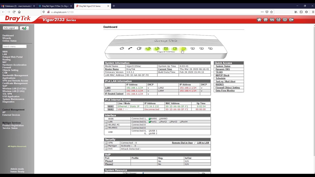 ELSK - router DrayTek Vigor 2135