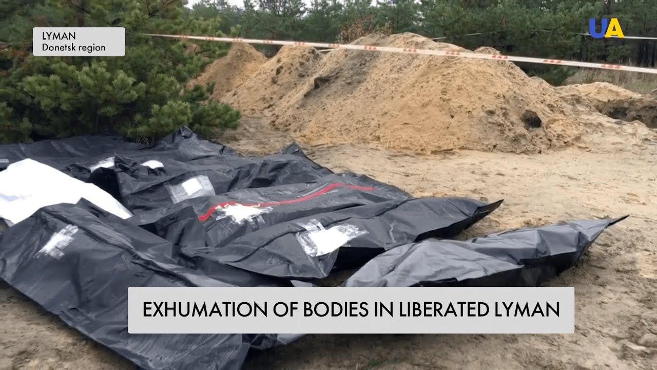Civilian and military mass graves are being exhumed and analysed in Lyman, Donetsk region