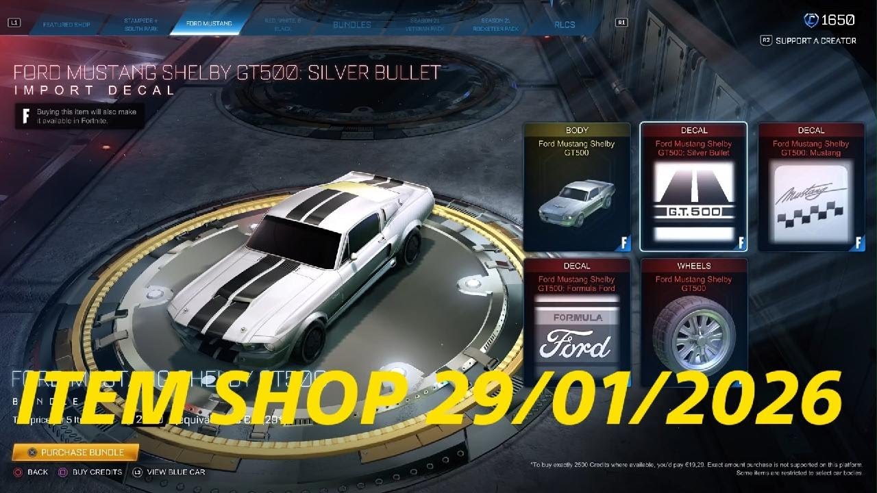Rocket League ITEM SHOP 29/01/2026 - BLACK ZOMBA WHEELS & FORD MUSTANG