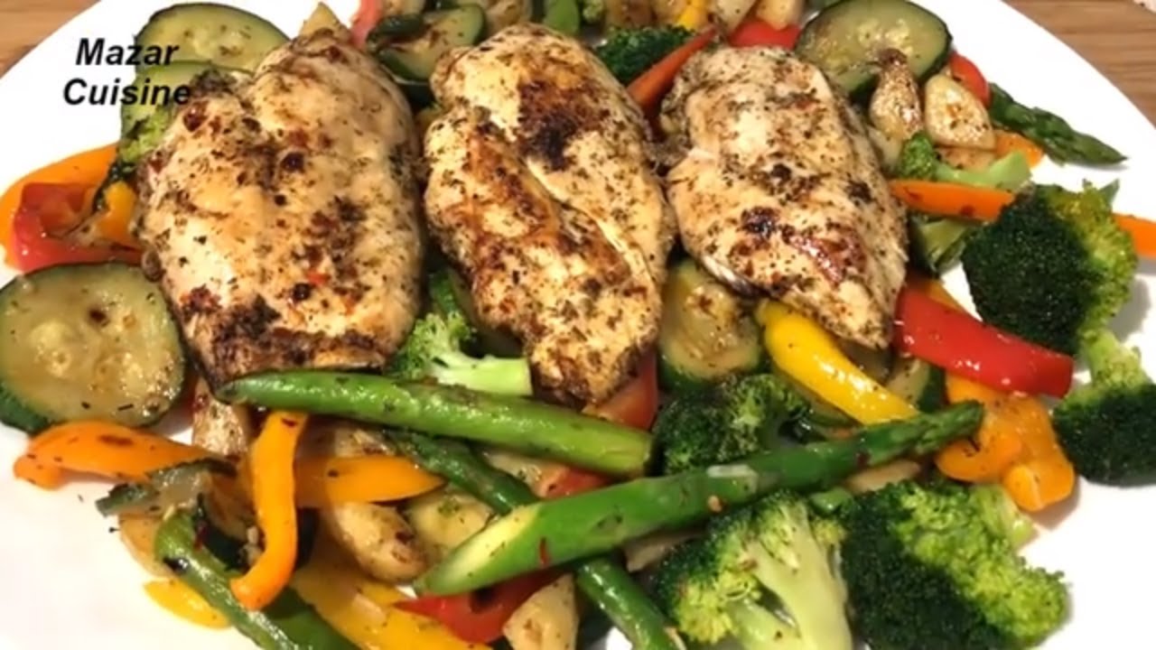 Chicken and vegetable recipe مرغ با سبزیجات Healthy Meal Mazar Cuisine