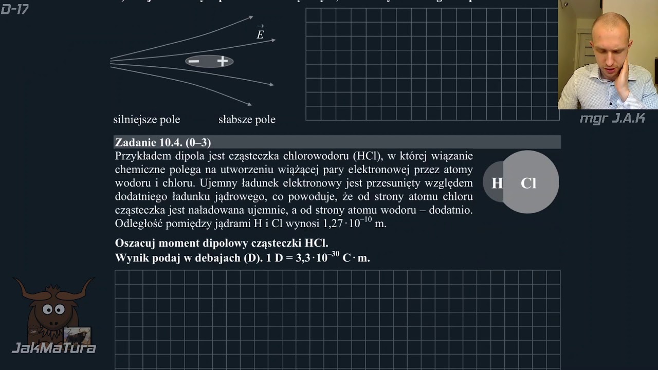 Matura 2016 Zadanie 10: Natężenie pola elektrycznego i ruch dipoli w nim | Fizyka Rozszerzona