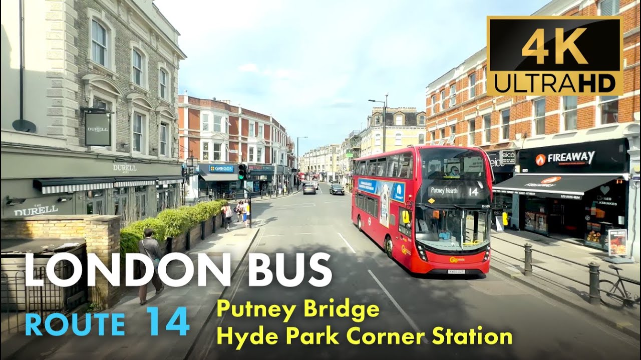 London Bus Ride, Route 14, Double Decker, 4K Virtual Tour.