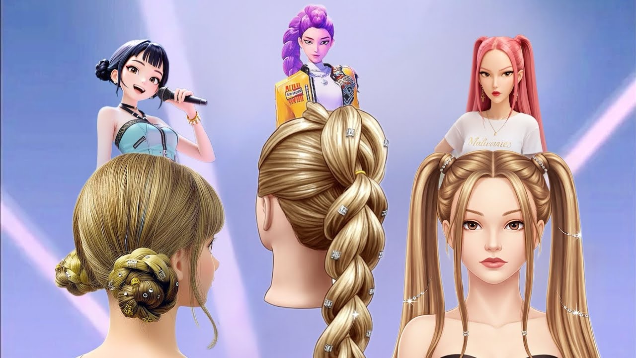 💎 K-Pop Hairstyles You NEED to Try 😎– Rumi, Mira & Zoey Iconic Looks!🩷💜💙