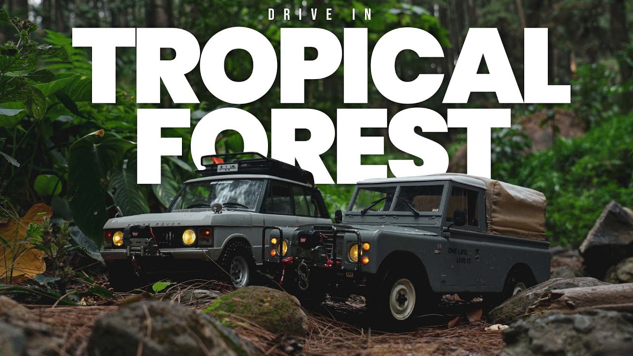 RC Scale 1/10 Range Rover Classic & Land Rover Series Drive In Tropical Forest