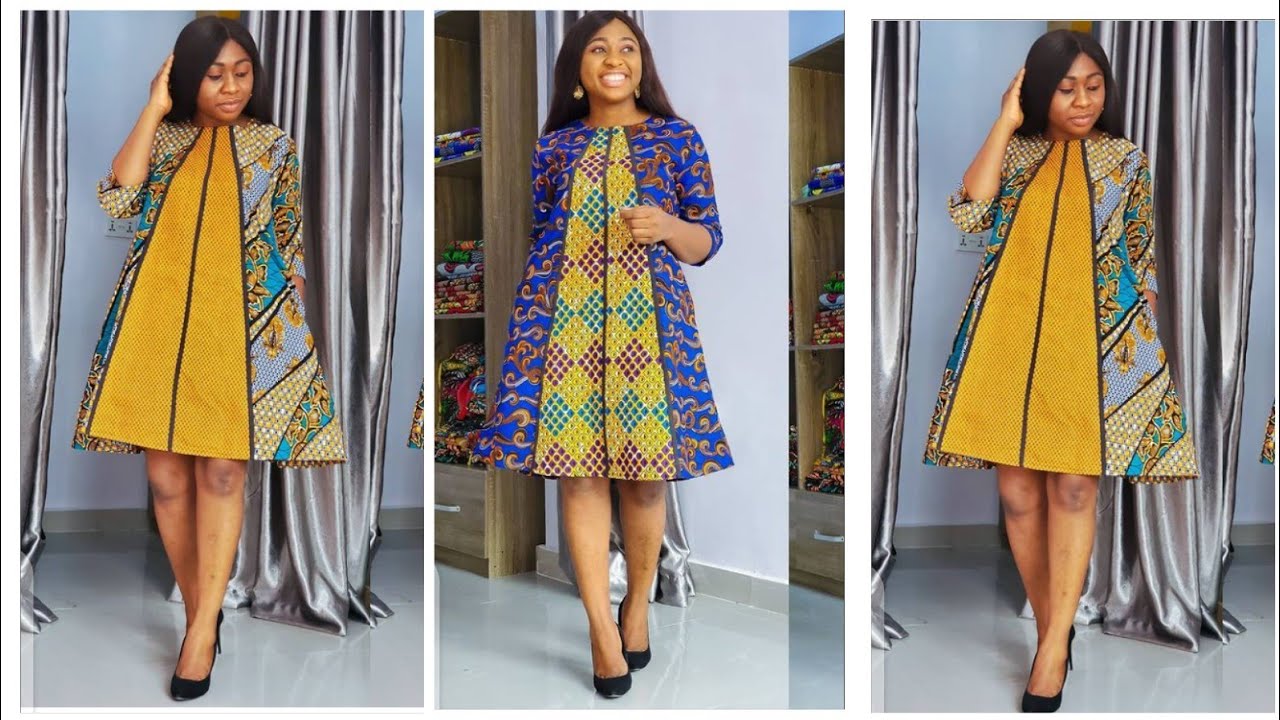 Mix Ankara A-Line GOWN with Bayas Finishing || Cutting and Stitching